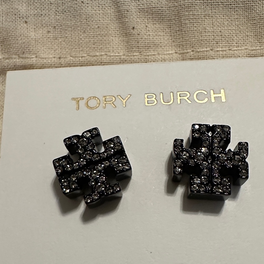 Tory Burch Black and Silver Stud Earrings - Picture 4 of 10